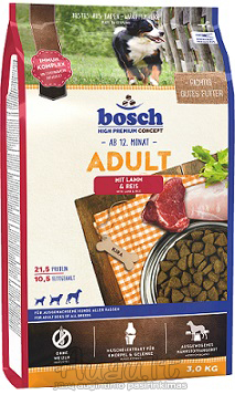 Bosch Adult Lamb&Rice 3kg ėriena su ryžiais suaugusiems šunims (nuo 15kg)